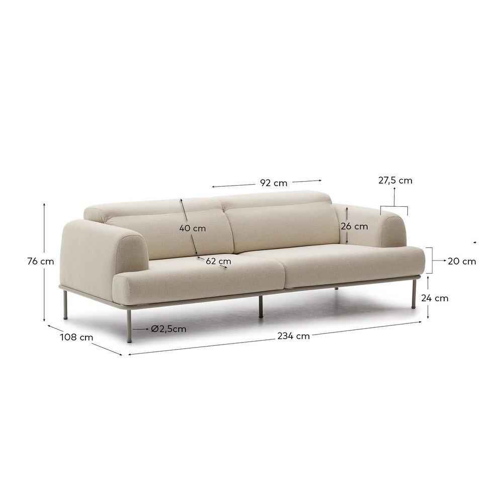 Beżowa sofa z tkaniny szenilowej 234 cm Aurum – Kave Home (zdjęcie 4)