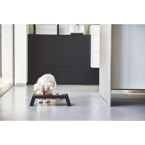 Metalowy zestaw misek dla psów ze stojakiem Desco Black M – MiaCara-image-1