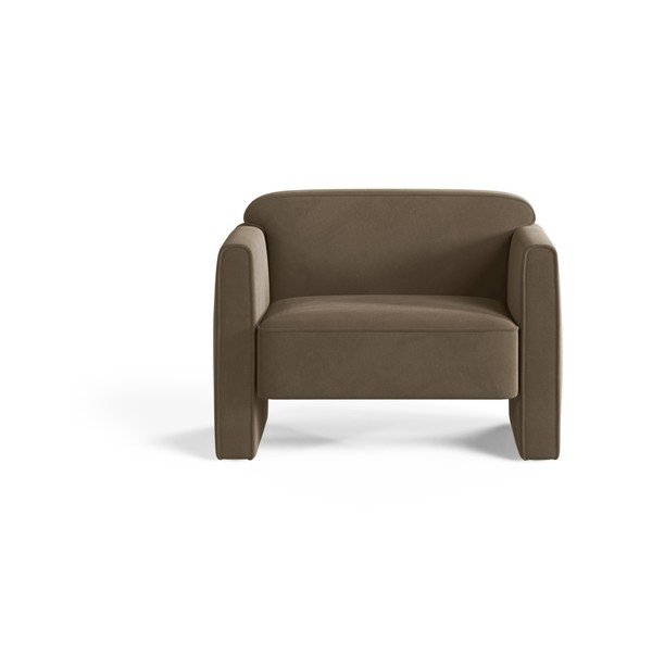 Szarobrązowy aksamitny fotel Abby – Micadoni -image-1