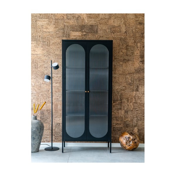 Czarna metalowa witryna 80x180 cm Adelaide – House Nordic-image-3