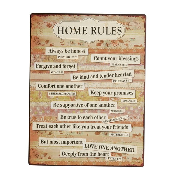 Tablica Home rules, 35x27 cm