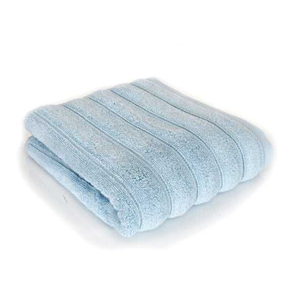 Błękitny ręcznik kąpielowy z czesanej bawełny Hugo, 70x140 cm