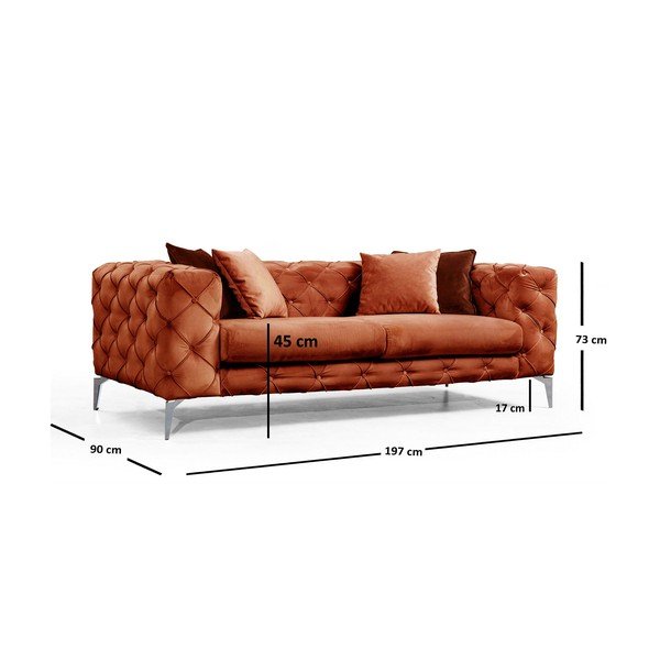 Pomarańczowa aksamitna sofa 197 cm Como – Artie-image-3