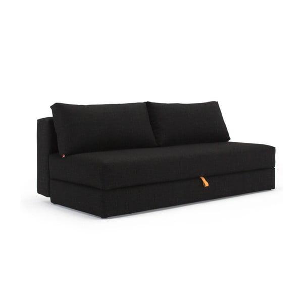 Czarna sofa rozkładana ze schowkiem Innovation Osvald