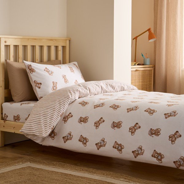 Kremowa flanelowa pościel dziecięca jednoosobowa 120x150 cm Brushed Teddy Bear – Catherine Lansfield-image-4