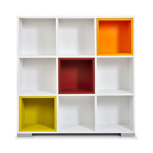 Biblioteczka Domino, białe i kolorowe półki