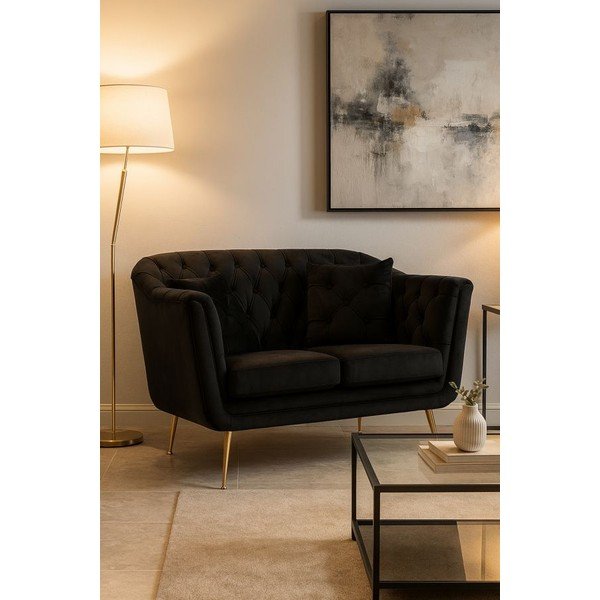 Czarna aksamitna sofa 130 cm Budapest – Mauro Ferretti-image-1