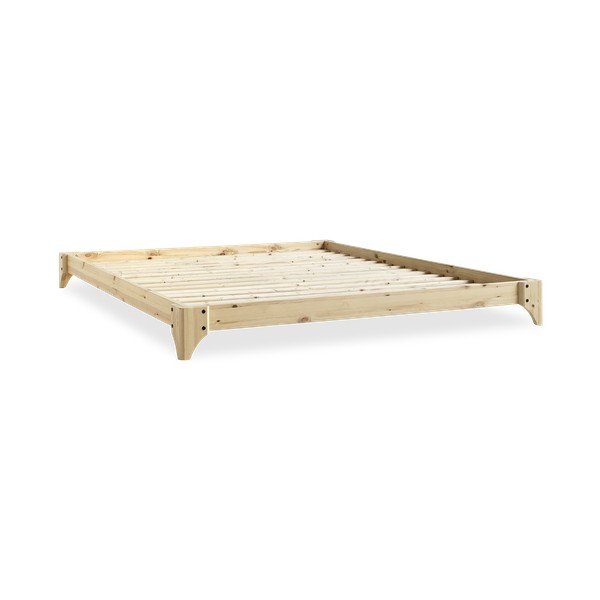 Łóżko dwuosobowe z drewna sosnowego z materacem Karup Design Elan Comfort Mat Natural Clear/Black, 180x200 cm-image-3