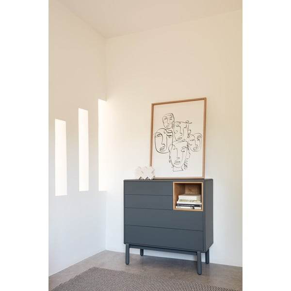 Ciemnoszara niska komoda 90x90 cm Corvo – Teulat-image-1