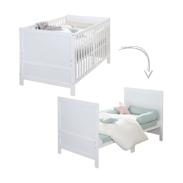 Białe łóżeczko z regulowaną wysokością 70x140 cm Easy Sleep – Roba-image-3