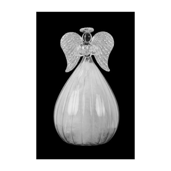 Dekoracyjny aniołek szklany z piórkami Ego Dekor, wys. 15 cm