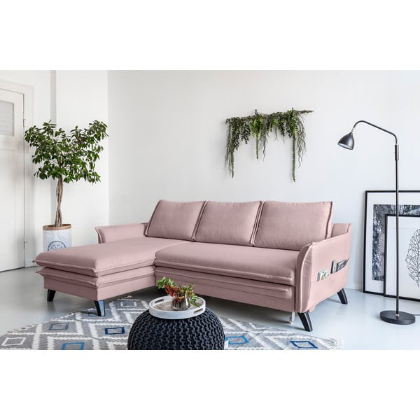 Pudroworóżowy narożnik rozkładany Miuform Charming Charlie, lewostronny-image-3