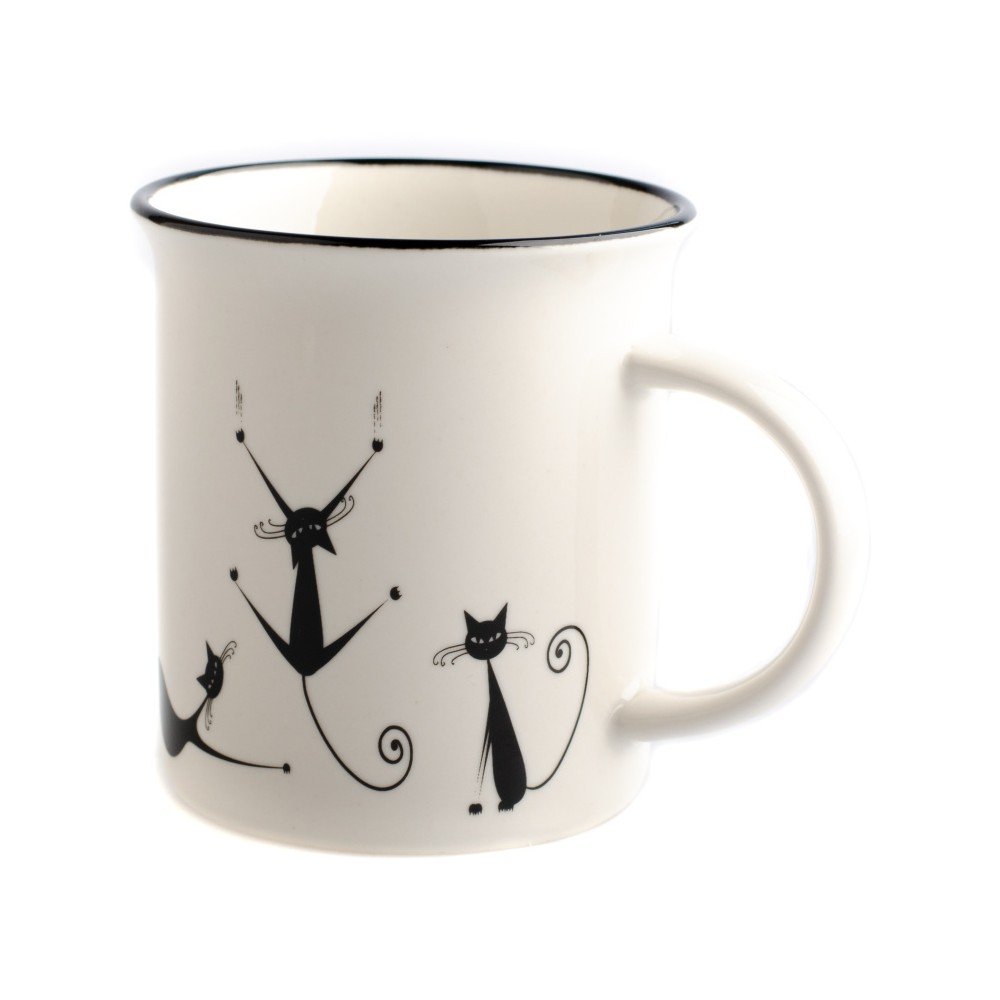 Kubek porcelanowy Dakls Cats Nero, 310 ml