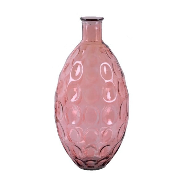 Różowy wazon ze szkła z recyklingu z uchem Ego Dekor Dune, wys. 59 cm