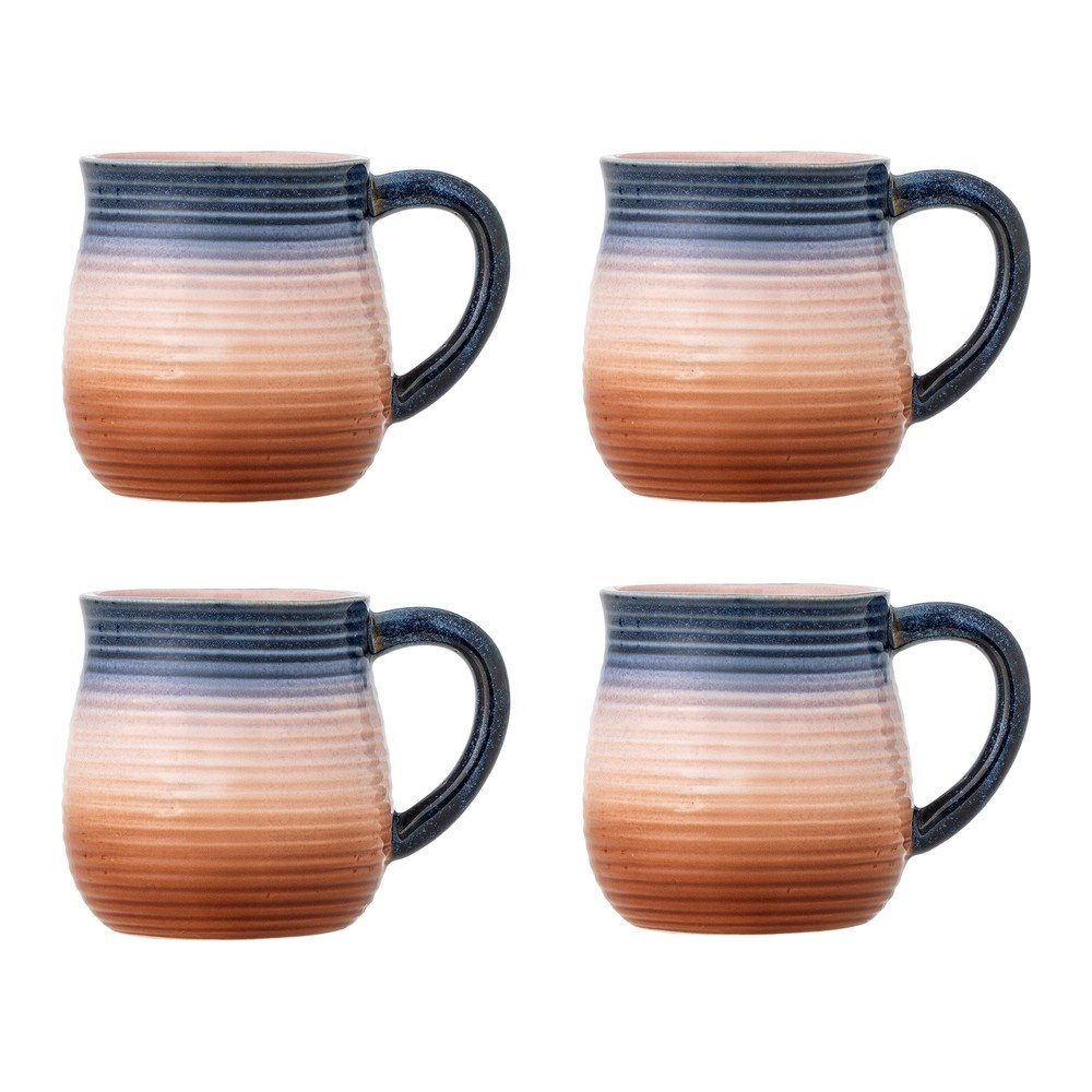 Niebiesko-pomarańczowe kubki ceramiczne zestaw 4 szt. 200 ml Tatum – Bloomingville