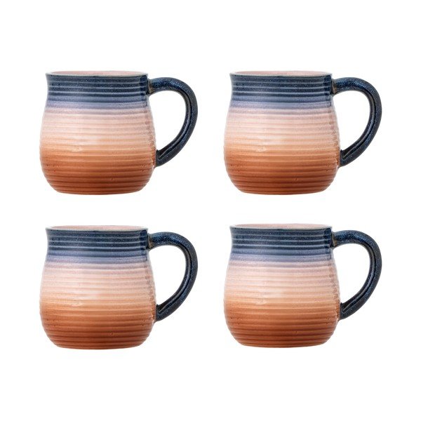 Niebieskie/pomarańczowe kubki zestaw 4 szt. ceramiczne 200 ml Tatum – Bloomingville