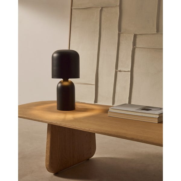 Czarna lampa stołowa z metalowym kloszem (wysokość 28 cm) Monze – Kave Home-image-1