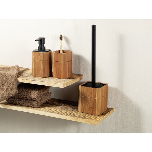 Brązowy bambusowy kubek na szczoteczki do zębów Serro – Wenko-image-1