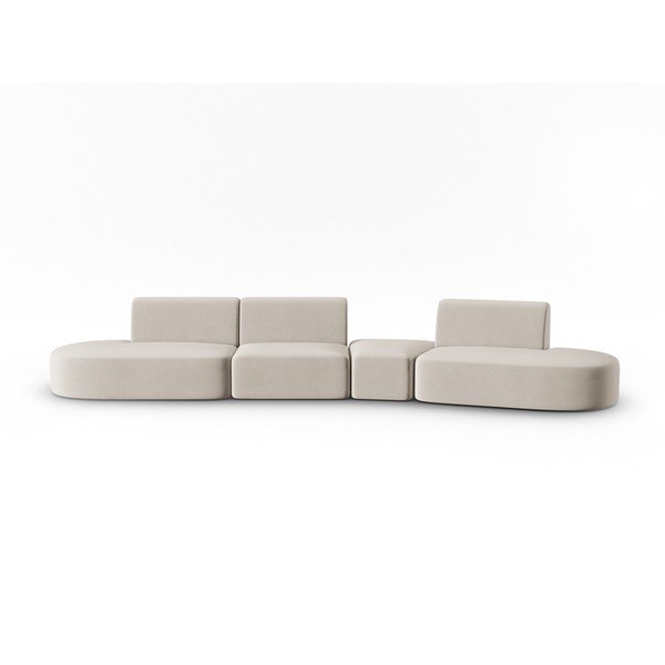 Beżowa aksamitna sofa prawostronna 428 cm Paolo – Milo Casa