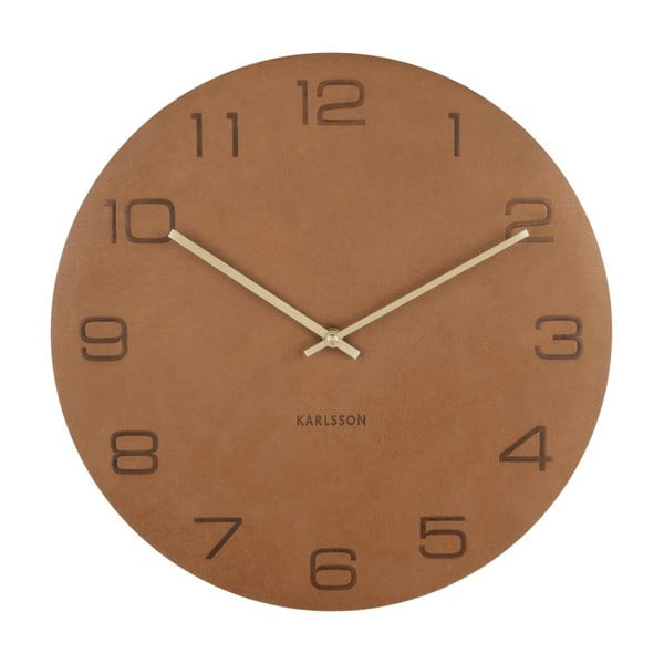 Karmelowy zegar ścienny Karlsson Vigorous, ⌀ 40 cm