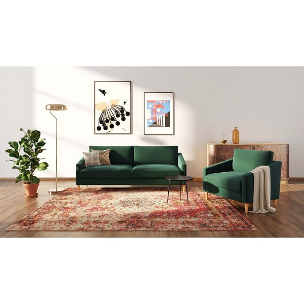 Ciemnozielona aksamitna sofa 200 cm Karoto – Ame Yens-image-3