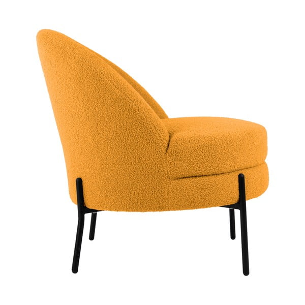 Fotel z materiału bouclé w kolorze ochry Noble – Leitmotiv-image-3