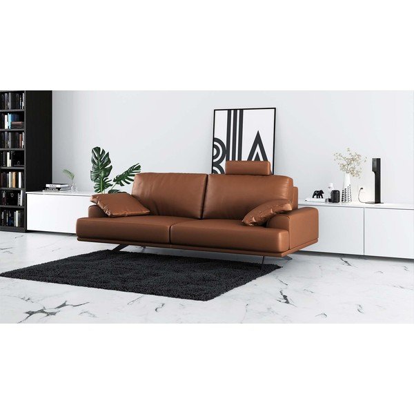 Koniakowa skórzana sofa 220 cm Prado – MESONICA-image-1