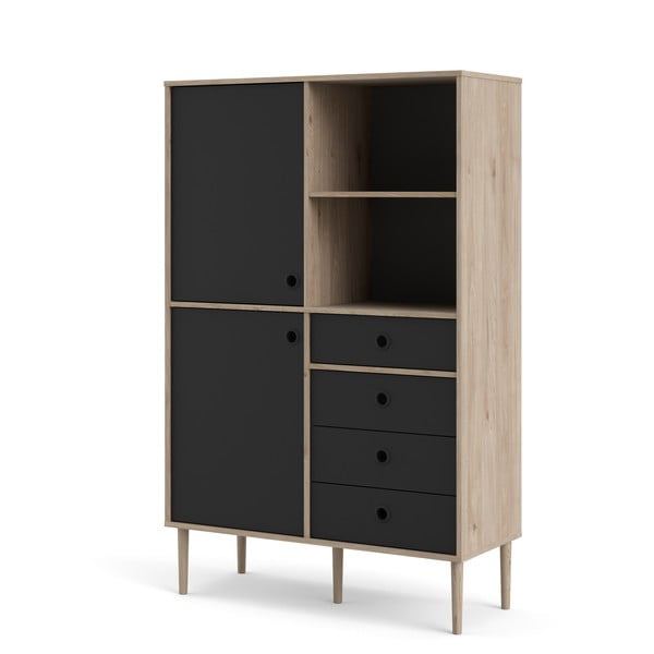 Czarny regał z ramką w dekorze dębu Tvilum Rome, 99 x 154 cm-image-2