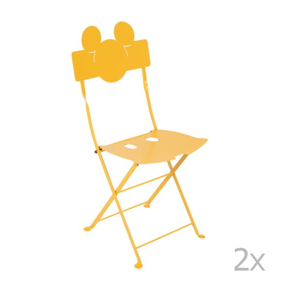 Komplet 2 żółtych metalowych krzeseł ogrodowych Fermob Bistro Mickey