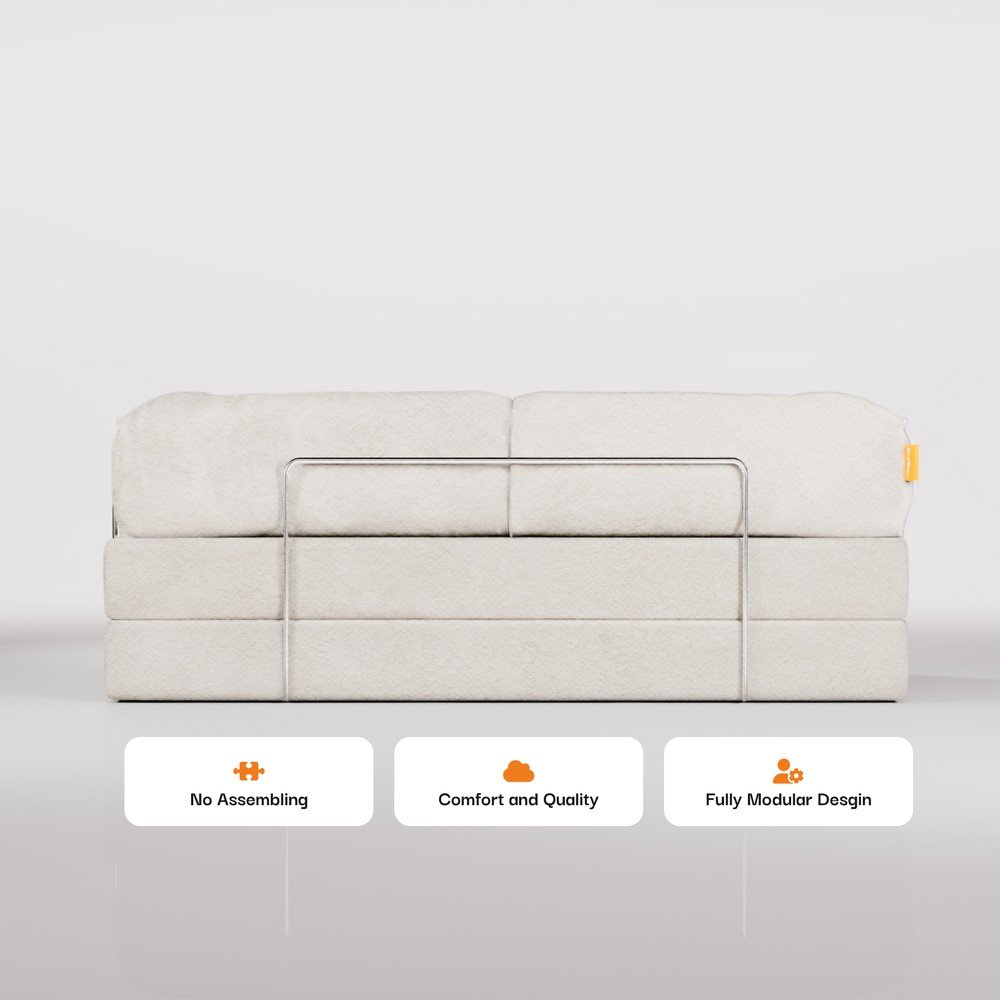 Beżowa rozkładana sofa z materiału bouclé 180 cm Bloom – TemaHome (zdjęcie 5)