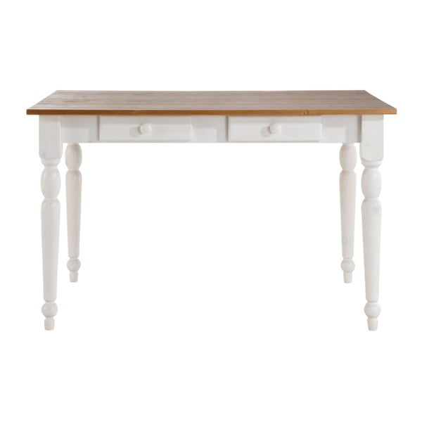 Biały stół z litego drewna s přírodní deskou 13Casa Charlotte, 120x80 cm
