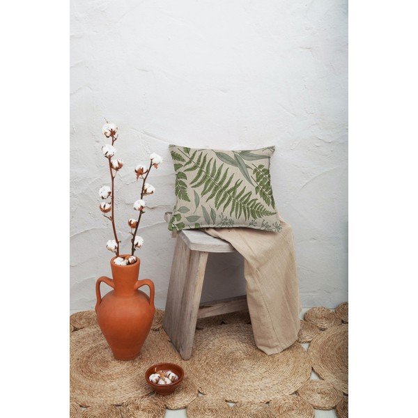 Zielono-beżowa poduszka Surdic Botanical, 45 x 45 cm-image-1