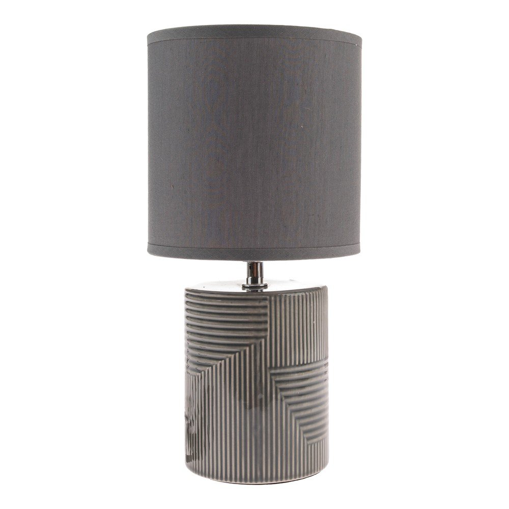 Szara lampa stołowa ceramiczna z tekstylnym kloszem (wysokość 32,5 cm) Anita – Dakls