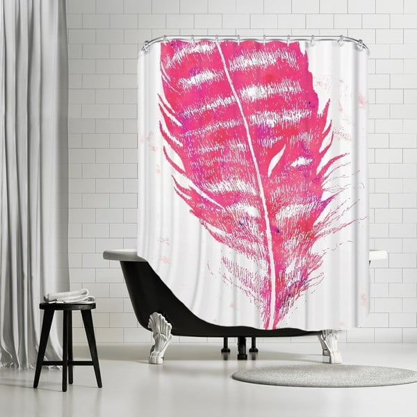 Zasłona prysznicowa Pink Feather, 180x180 cm