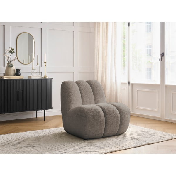 Szarobrązowy fotel z materiału bouclé Janissaire – Bobochic Paris-image-1