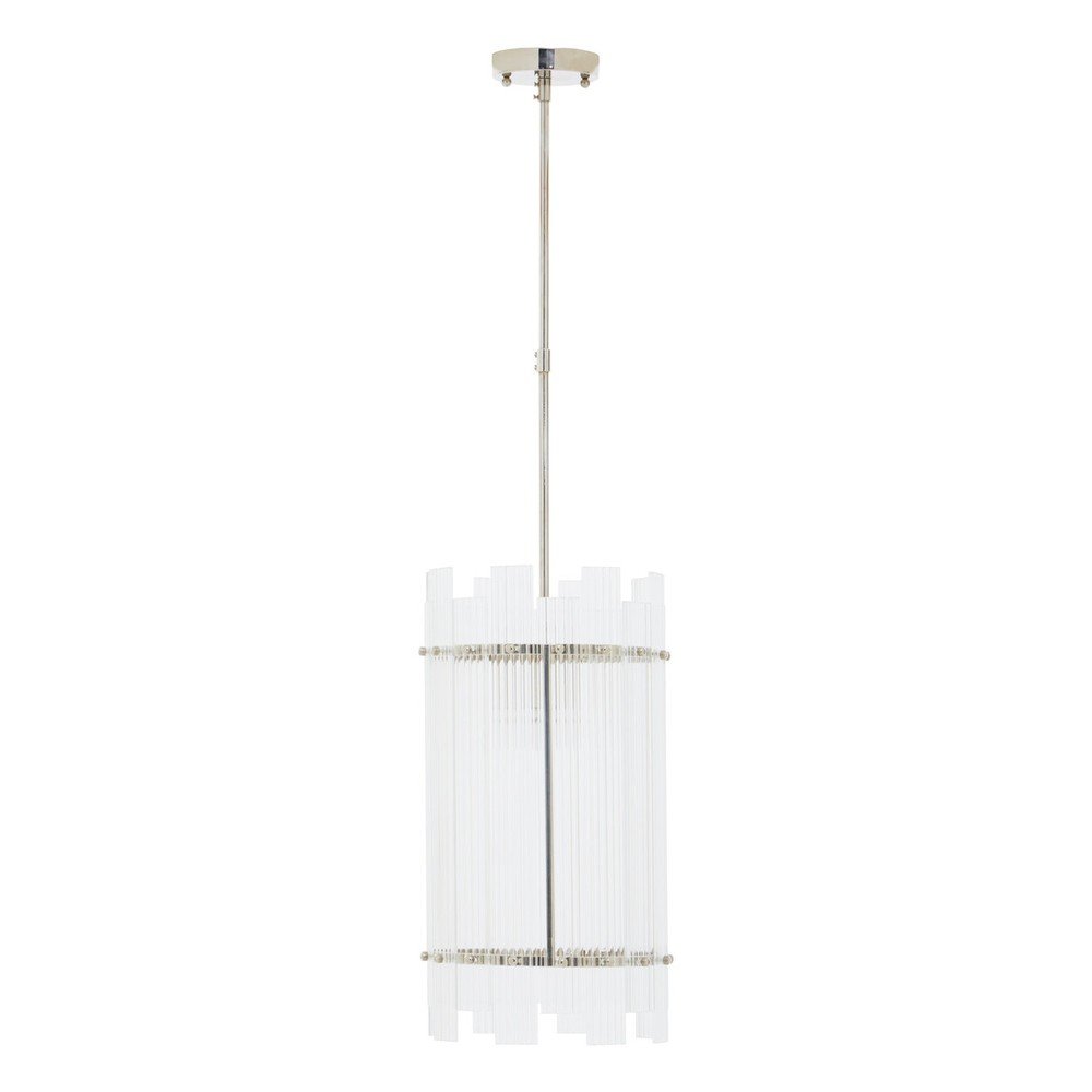 Metalowa lampa wisząca w kolorze srebra ze szklanym kloszem ø 27 cm Ritz – Premier Housewares