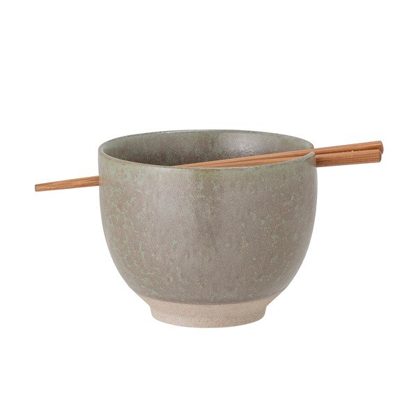 Szara kamionkowa miska z pałeczkami Bloomingville Masami, ø 13 cm-image-3