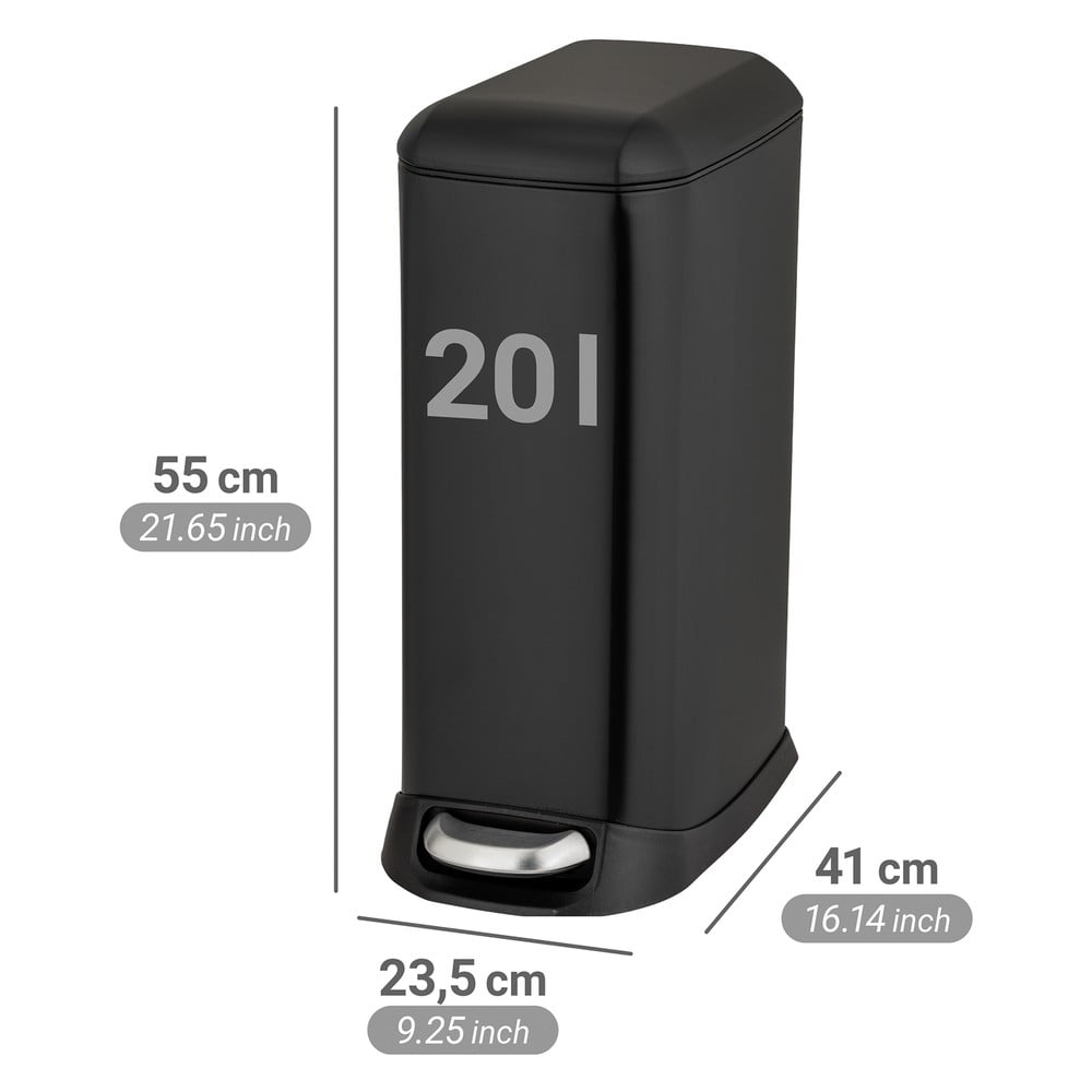 Stalowy kosz na śmieci z pedałem w kolorze matowej czerni 20 l Design – Wenko (zdjęcie 8)