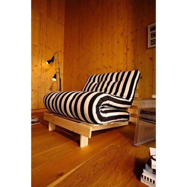 Czarno-biały rozkładany fotel futon/drewniany Roots – Karup-image-3