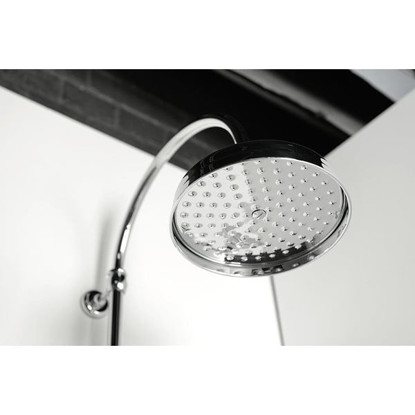 Zestaw prysznicowy z mosiądzu w kolorze srebra z połyskiem z baterią z termostatem, deszczownicą i słuchawką prysznicową 142 cm Antea – Sapho-image-3