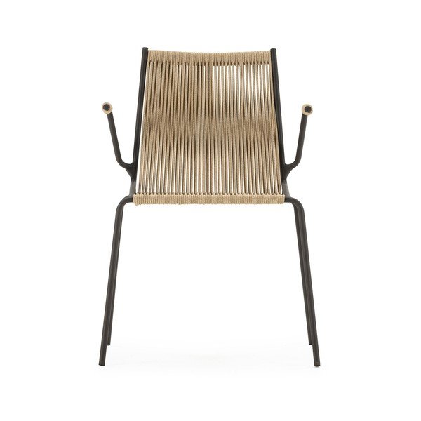 Beżowe metalowe krzesła zestaw z podłokietnikami/sztaplowane 2 szt. Emily – Marckeric-image-4