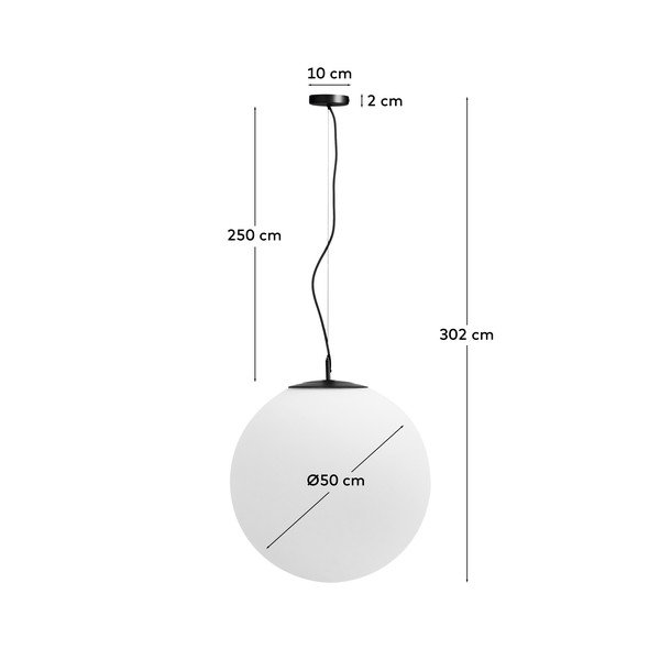 Biała/czarna metalowa lampa wisząca ze szklanym kloszem ø 50 cm Brisia – Kave Home-image-3