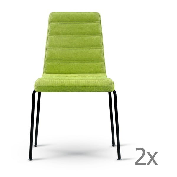 Zestaw 2 zielonych krzeseł z czarnymi nogami Garageeight