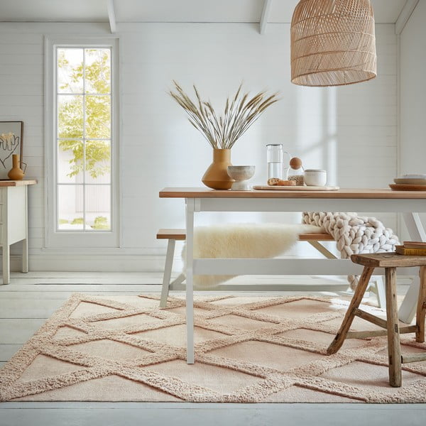 Beżowy bawełniany dywan 120x170 cm Tessa Diamond – Flair Rugs-image-1