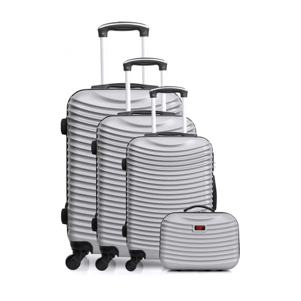 Zestaw 4 walizek na kółkach w kolorze srebra Hero Etna-C