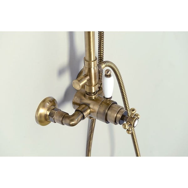 Zestaw prysznicowy z mosiądzu w kolorze brązu z baterią z termostatem z deszczownicą i słuchawką prysznicową 142 cm Antea – Sapho-image-1
