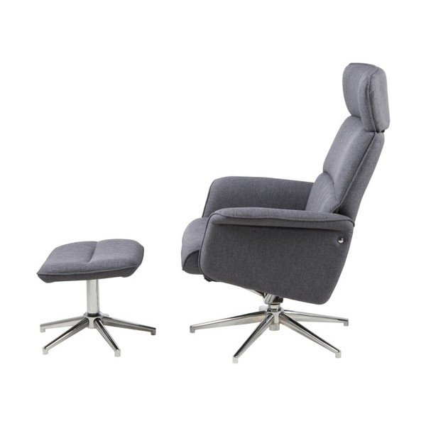 Ciemnoszary regulowany fotel z podnóżkiem Actona Alura-image-3