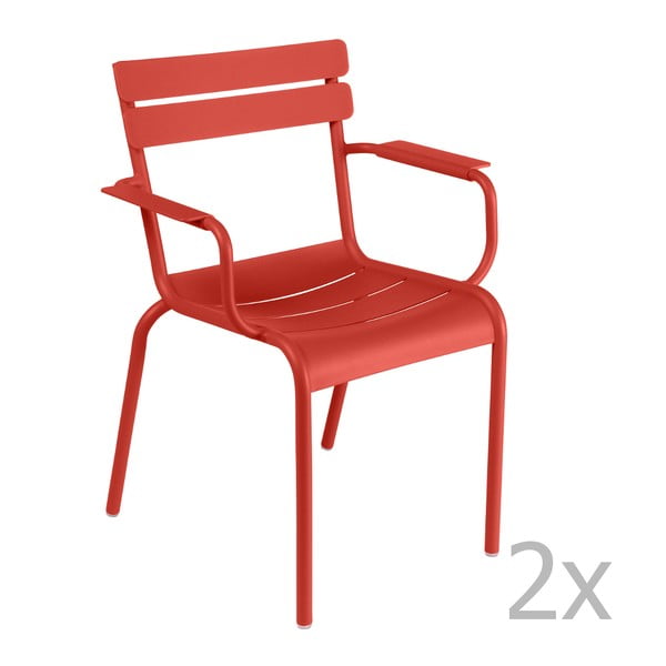 Zestaw 2 ceglanych krzeseł z podłokietnikami Fermob Luxembourg