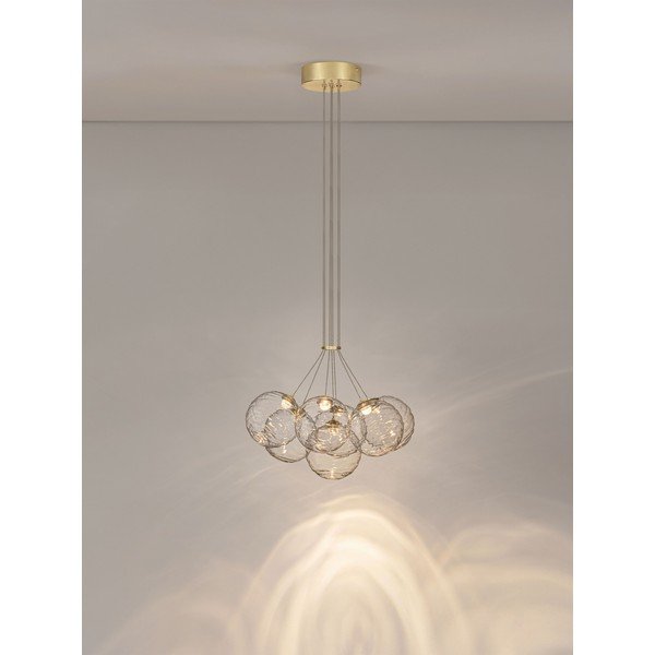 Szklana lampa wisząca LED ze ściemniaczem w kolorze mosiądzu ø 42 cm Blazik – Nova Luce-image-2