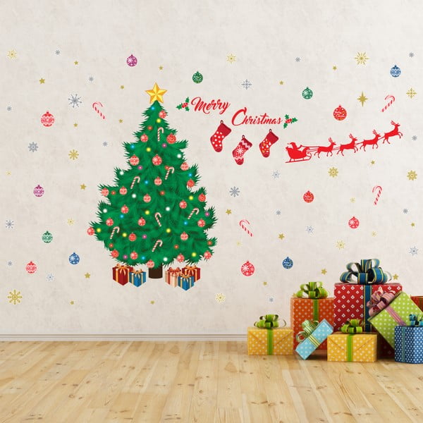 Naklejka na ścianę Walplus Traditional Christmas Tree Decoration Set